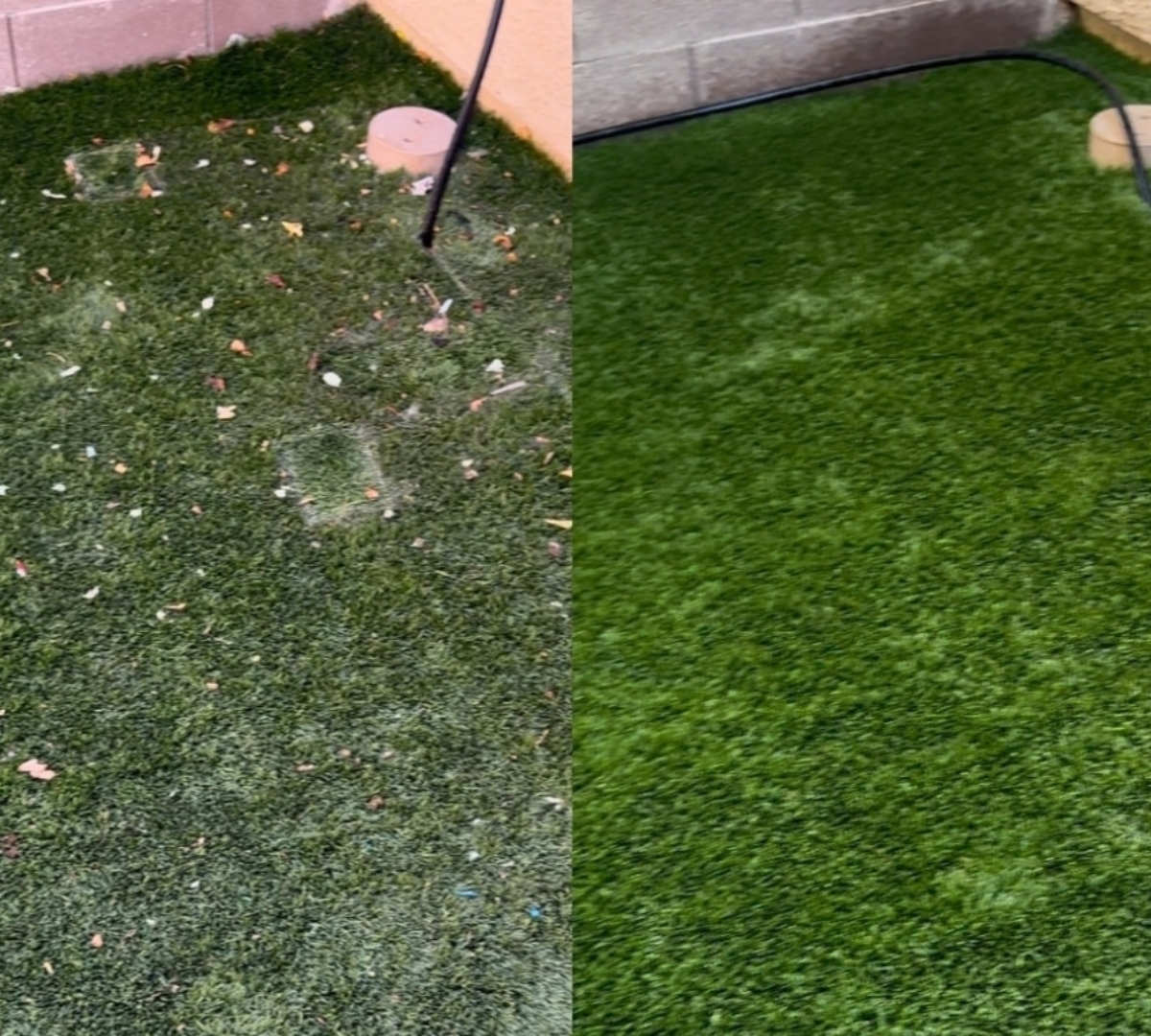Before and after turf cleaning result 3